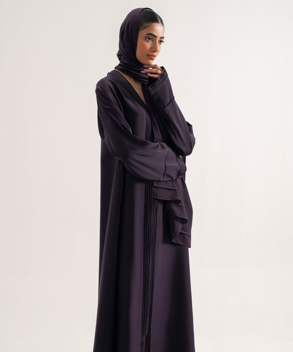 Women's Polyester Purple Regular Abaya Set