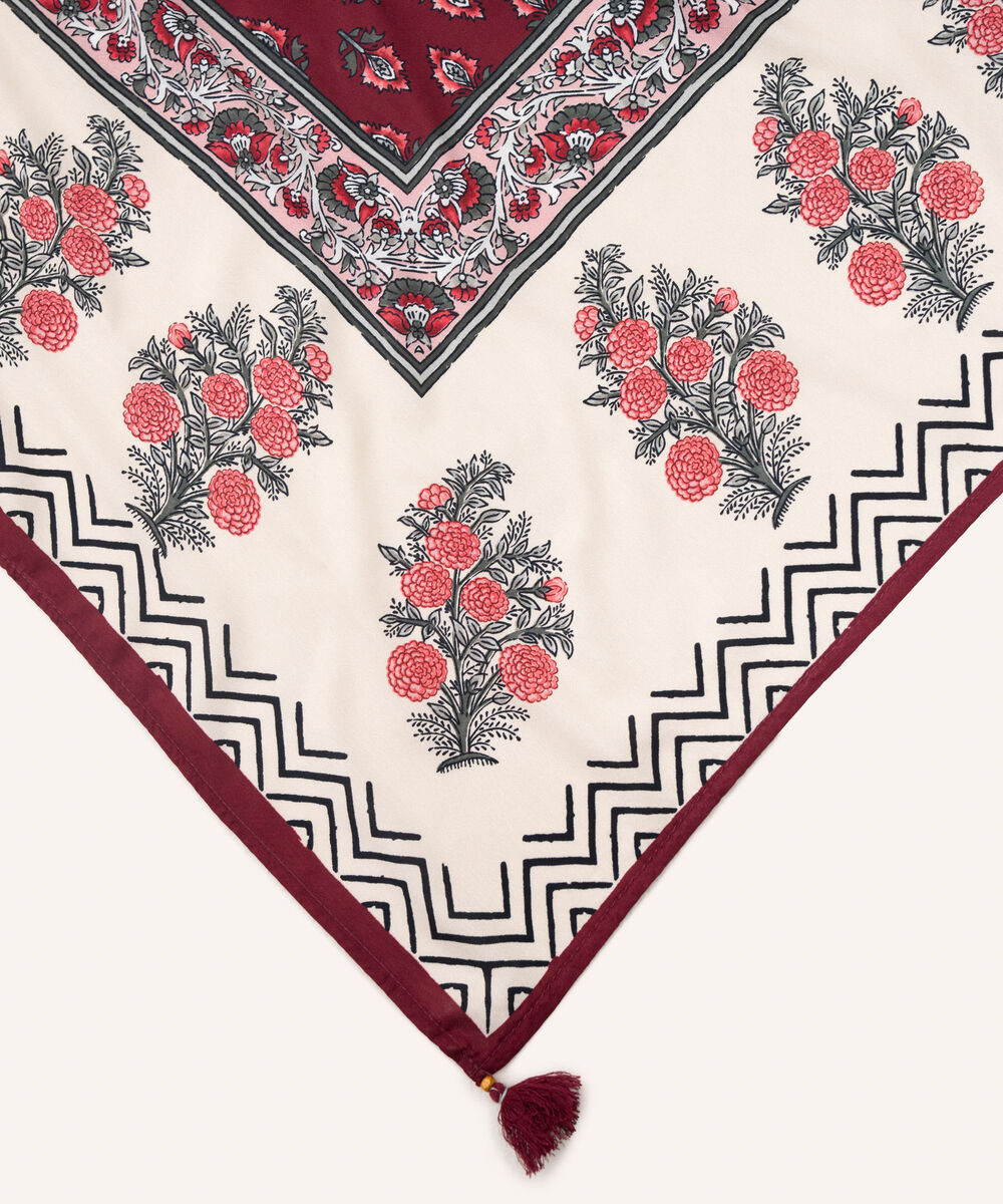 Linen Viscose Printed Maroon Dupatta