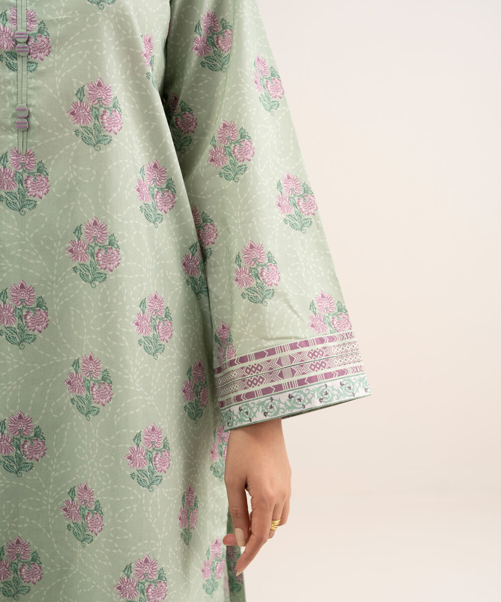 Women's Unstitched Lawn Printed Green 3 Piece Suit