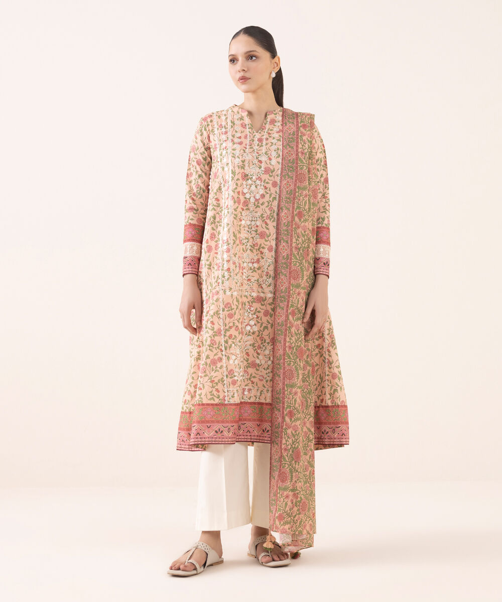 Women's Unstitched Lawn Embroidered Multi Two Piece Suit