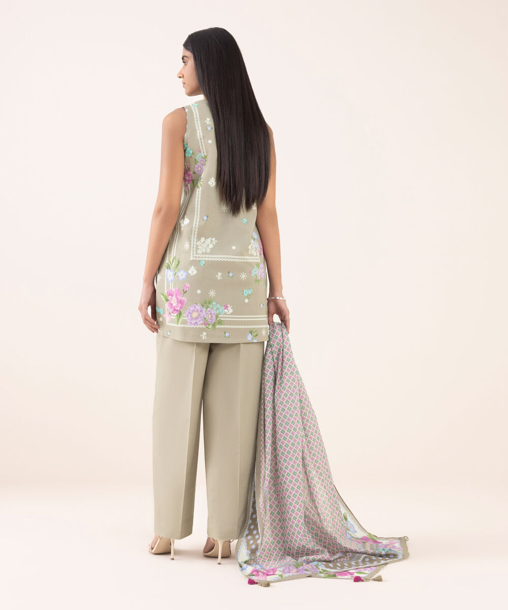 Women's Unstitched Cotton Printed Three Piece Suit