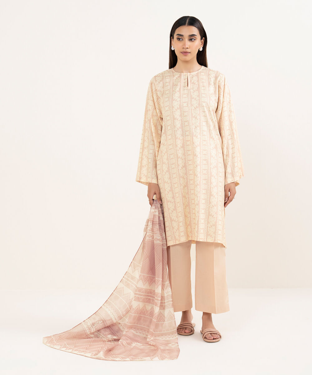 Women's Blended Tissue Pink Printed Dupatta