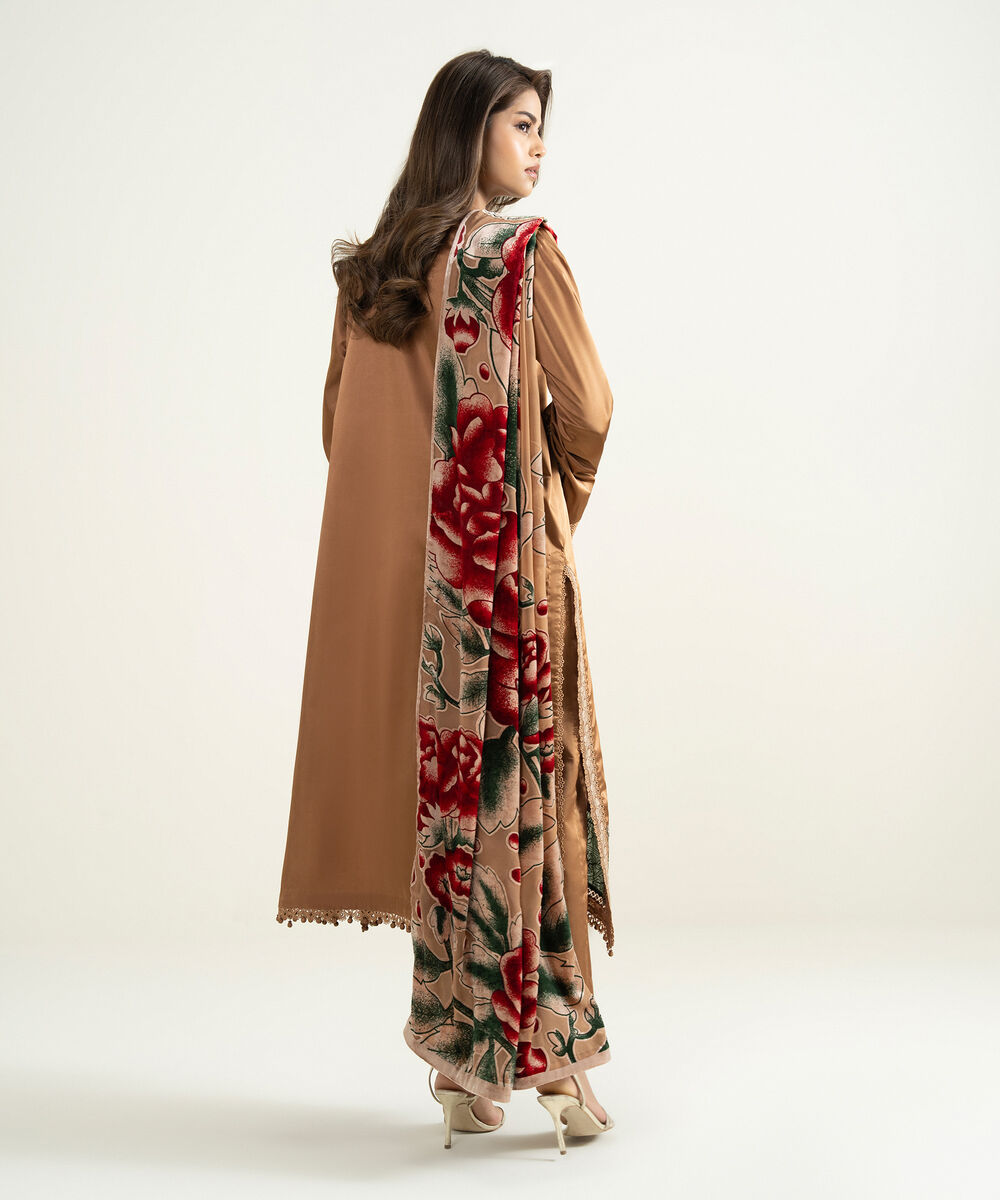 Women's Unstitched Blended Satin 3 Piece Suit