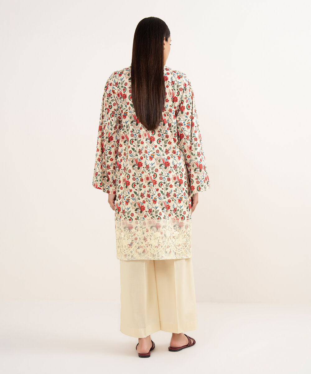 Women's RTW Lawn Multi Embroidered A-Line Shirt