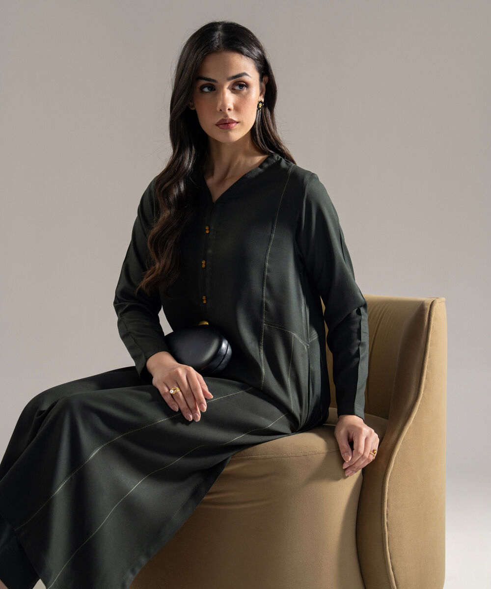 Women's RTW Bedford Solid Green 2 Piece Suit