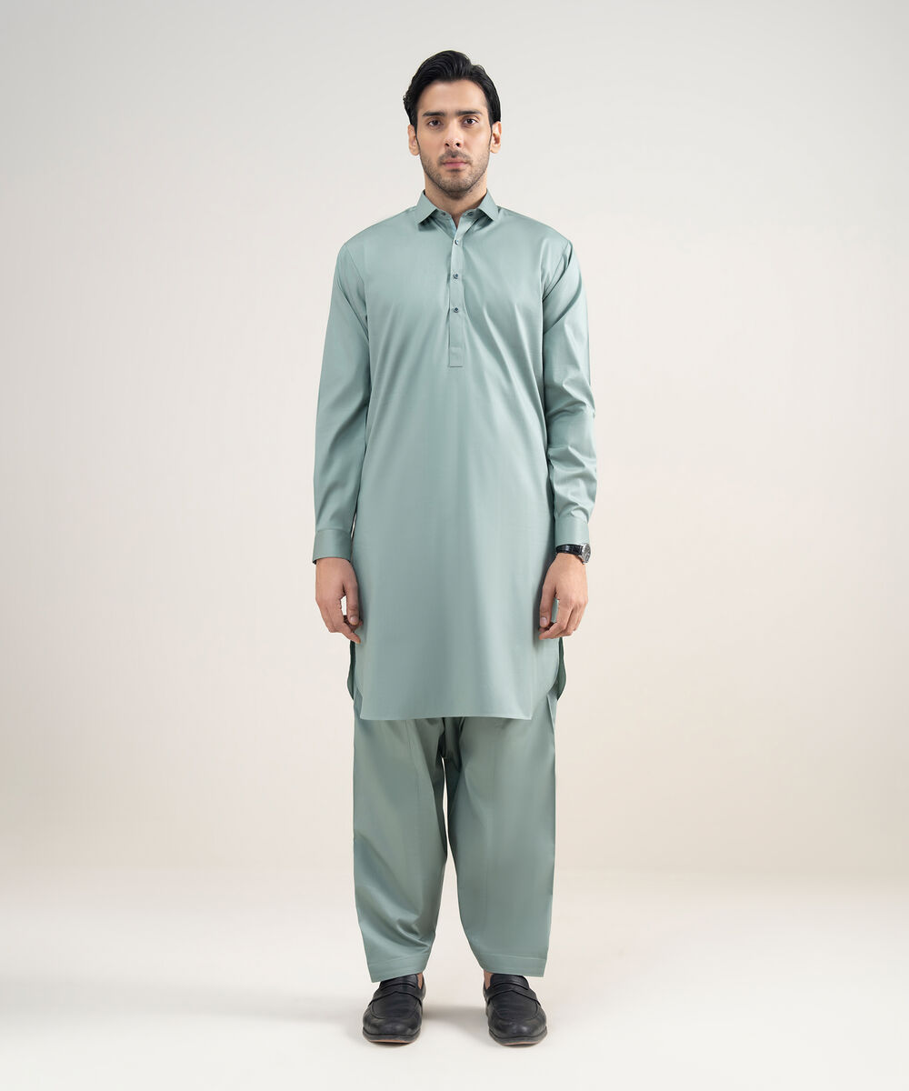 Men's Stitched Premium Cotton Light Sage Suit