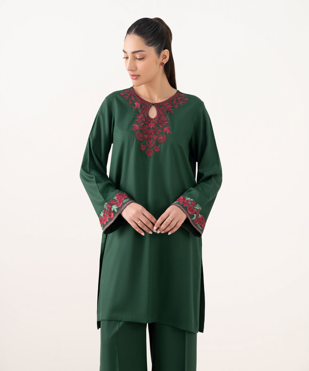 Women's RTW Cambric Green Dyed Boxy Shirt