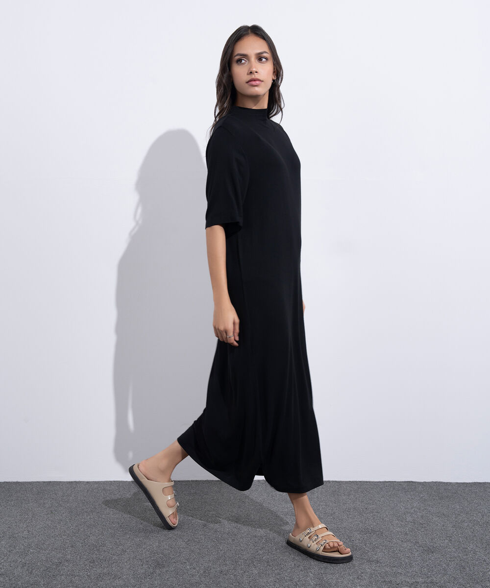 Women's Western Wear Black T-Shirt Short Sleeve Dress