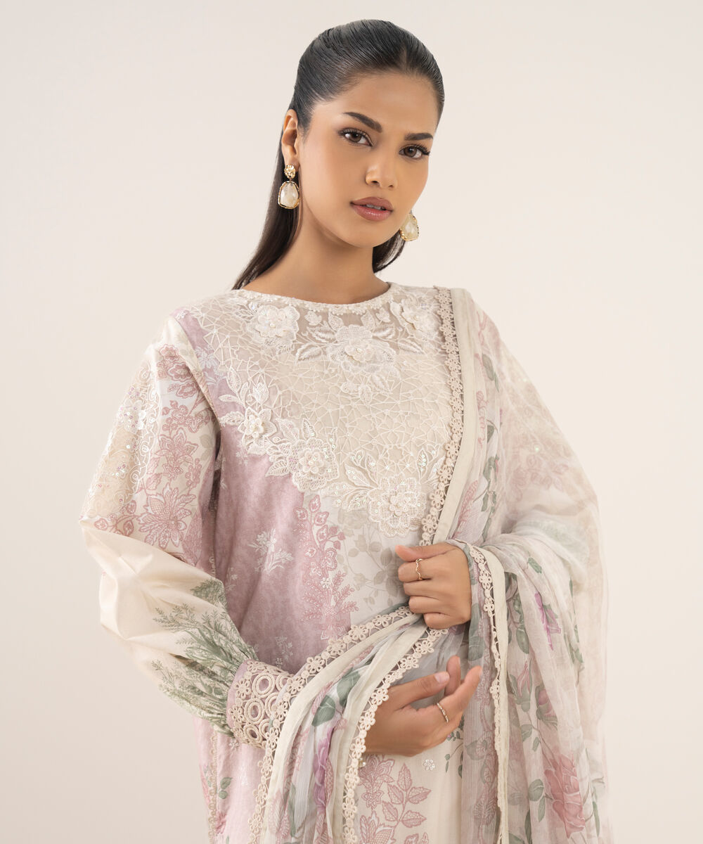 Women's Unstitched Pima Lawn Printed Three Piece Suit