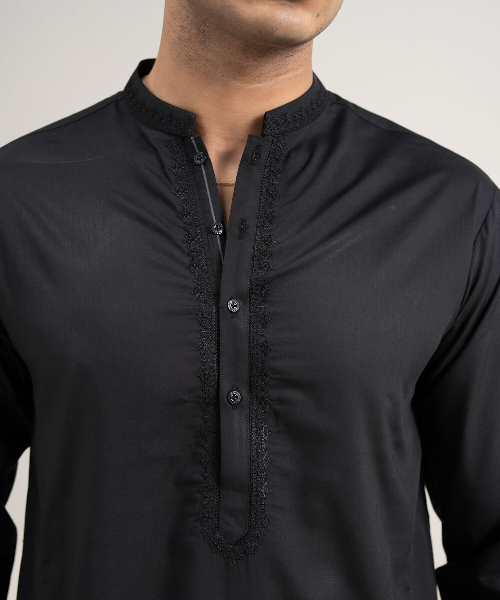 Men's Stitched Premium Wash & Wear Black Suit