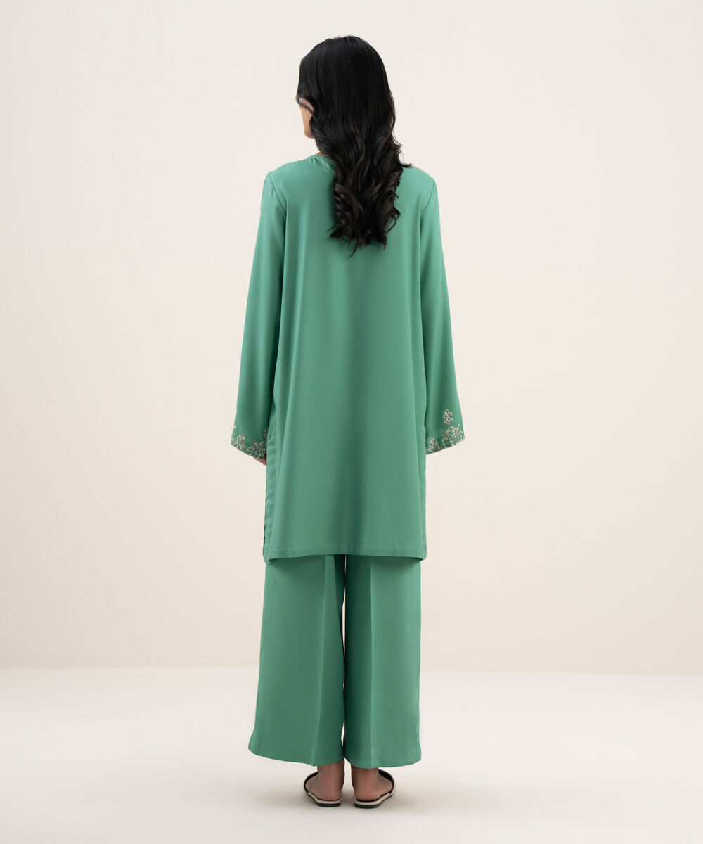 Women's RTW Bedford Embroidered Straight Blue Shirt