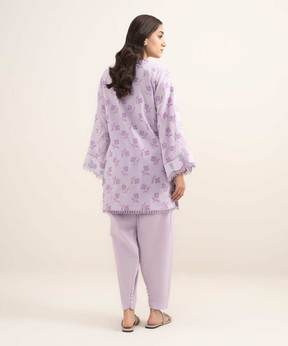Women's RTW Extra Weft Jacquard Solid Lilac 2 Piece Suit