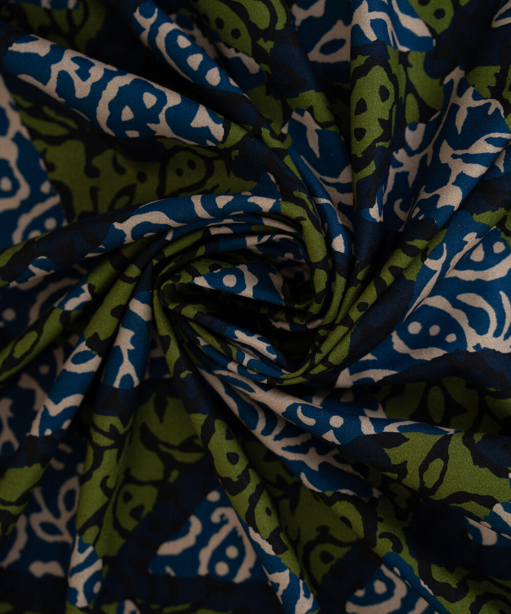 Printed Linen Green Dupatta