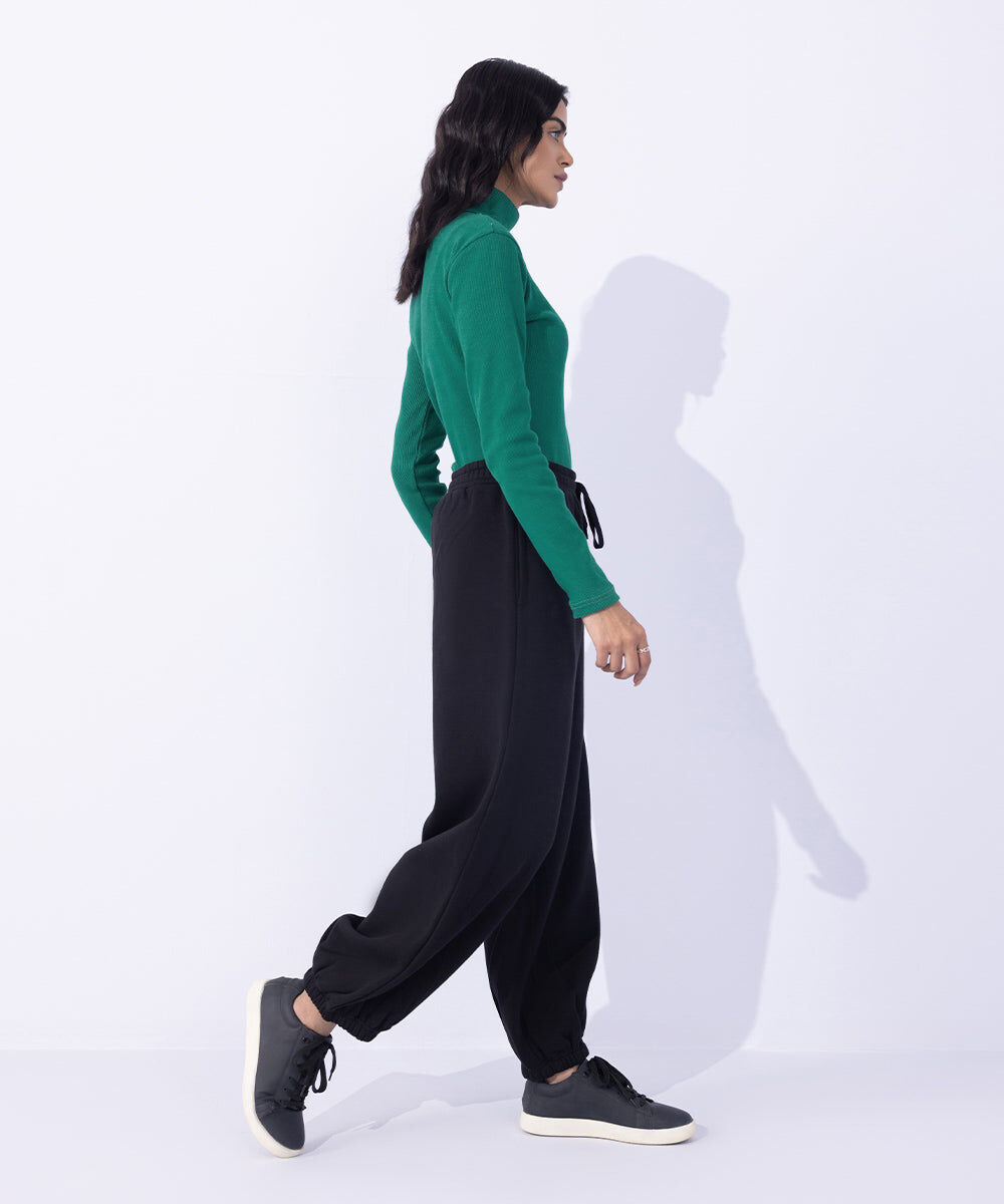 Woman - Black Oversized Jogging Trousers