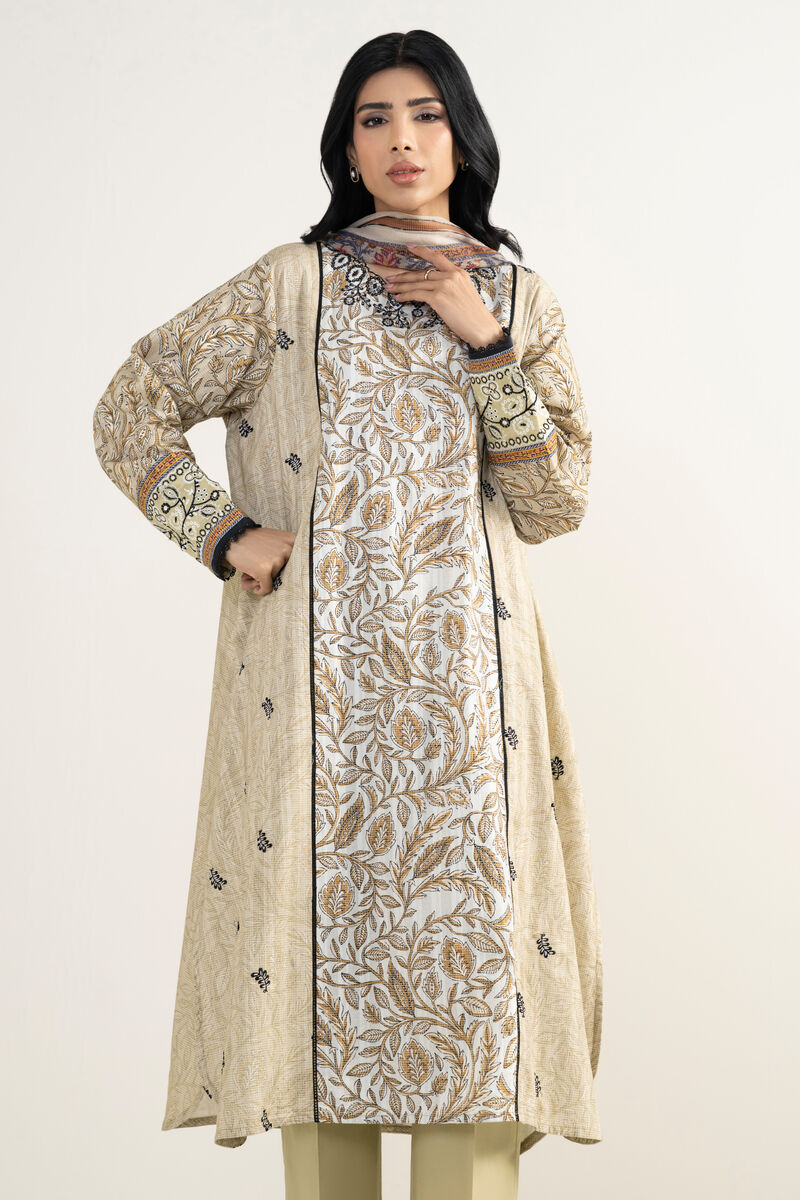 3 Piece - Embroidered Dobby Suit