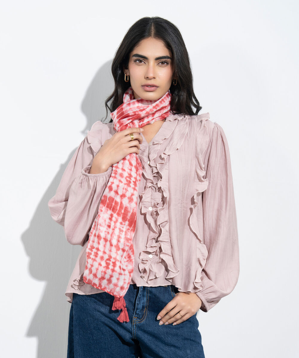 Women's Western Brown Printed Rectangular Scarf