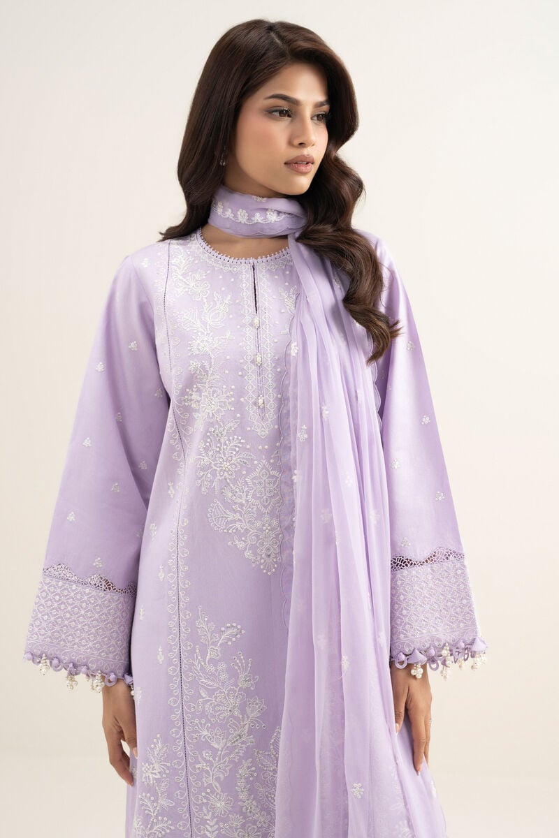 3 Piece - Embroidered Cotton Net Suit