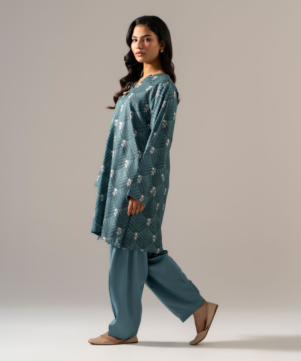Women's RTW Viscose Marina Printed Blue Straight Shirt