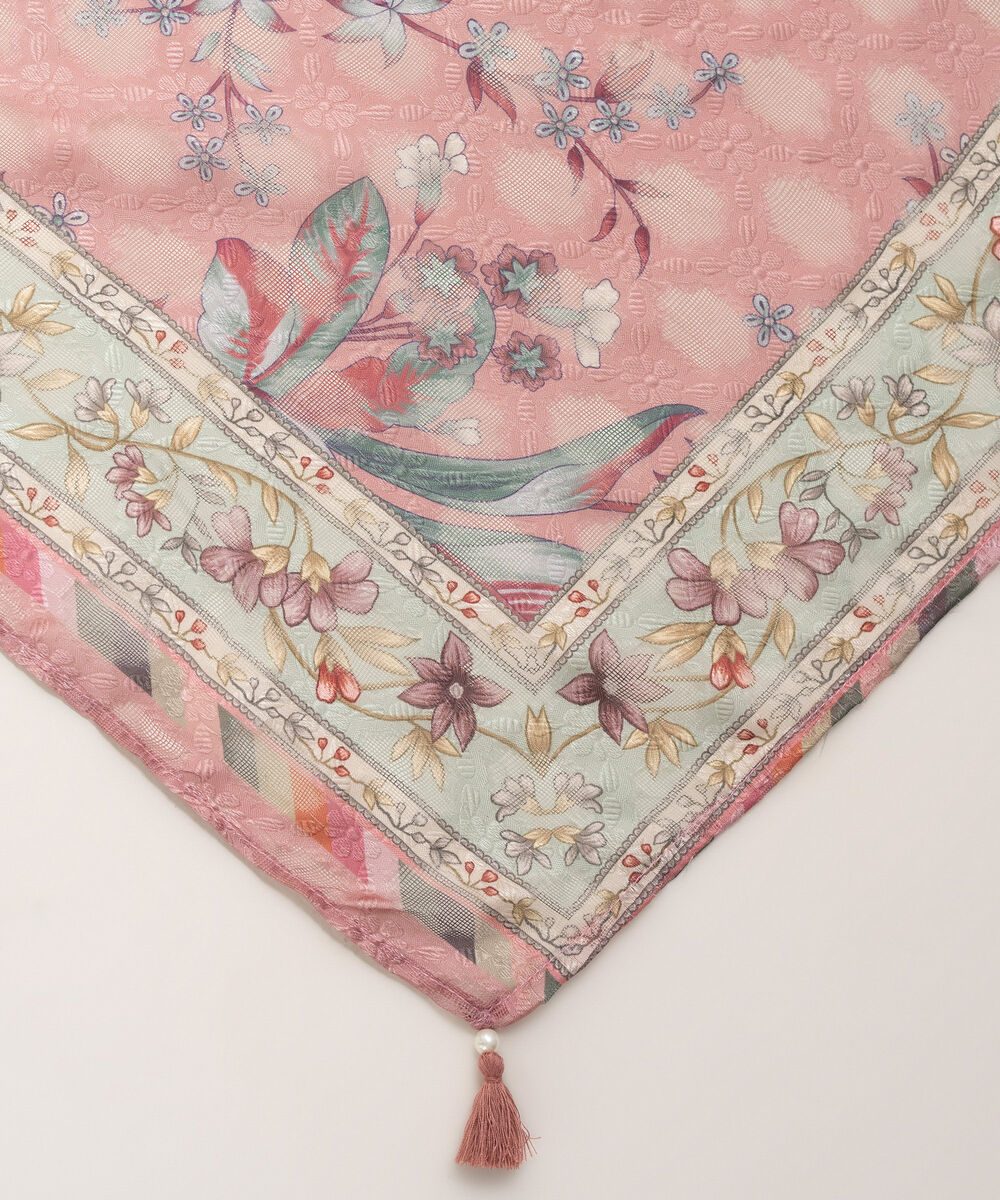 Brochea Jacquard Printed Tea Pink Dupatta