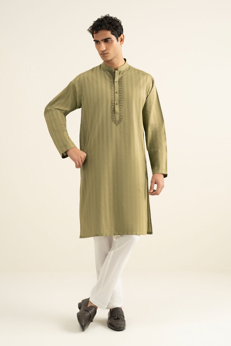 Embroidered Jacquard Kurta