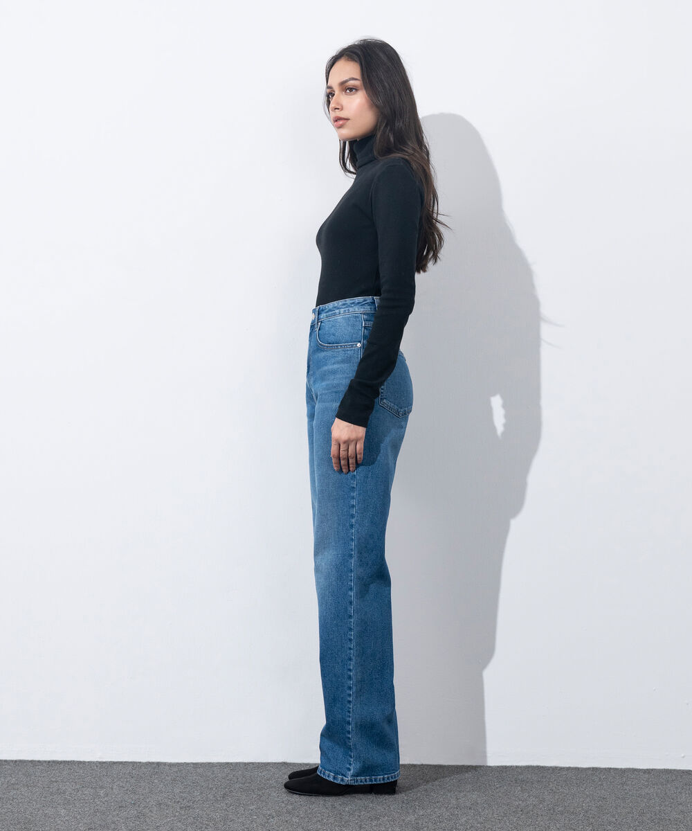 Women's Western Wear Mid Wash Straigh Fit Jeans