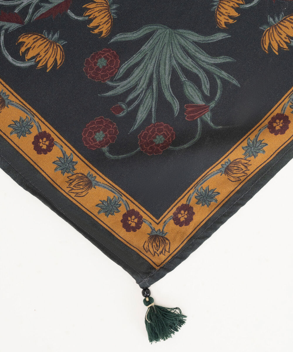 Viscose Linen Printed Black Dupatta