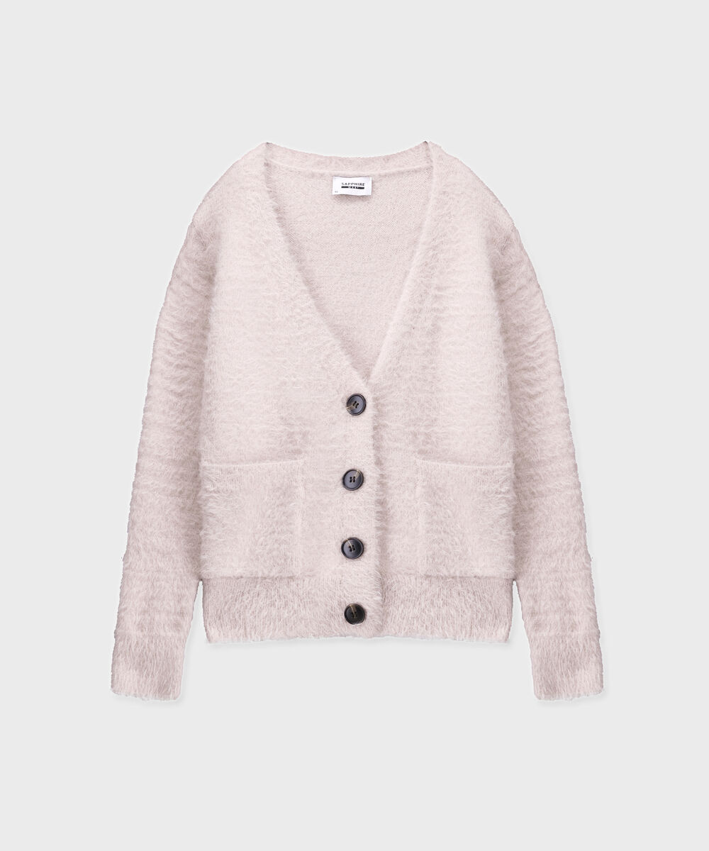 Women's Western Wear Powder Pink Fuzzy Knit Cardigan