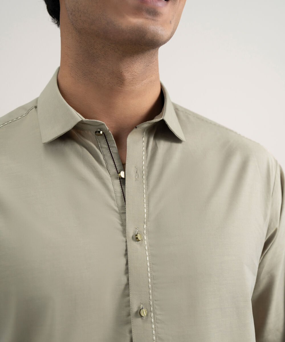 Men's Stitched Premium Yarn Dyed Cotton Beige Suit