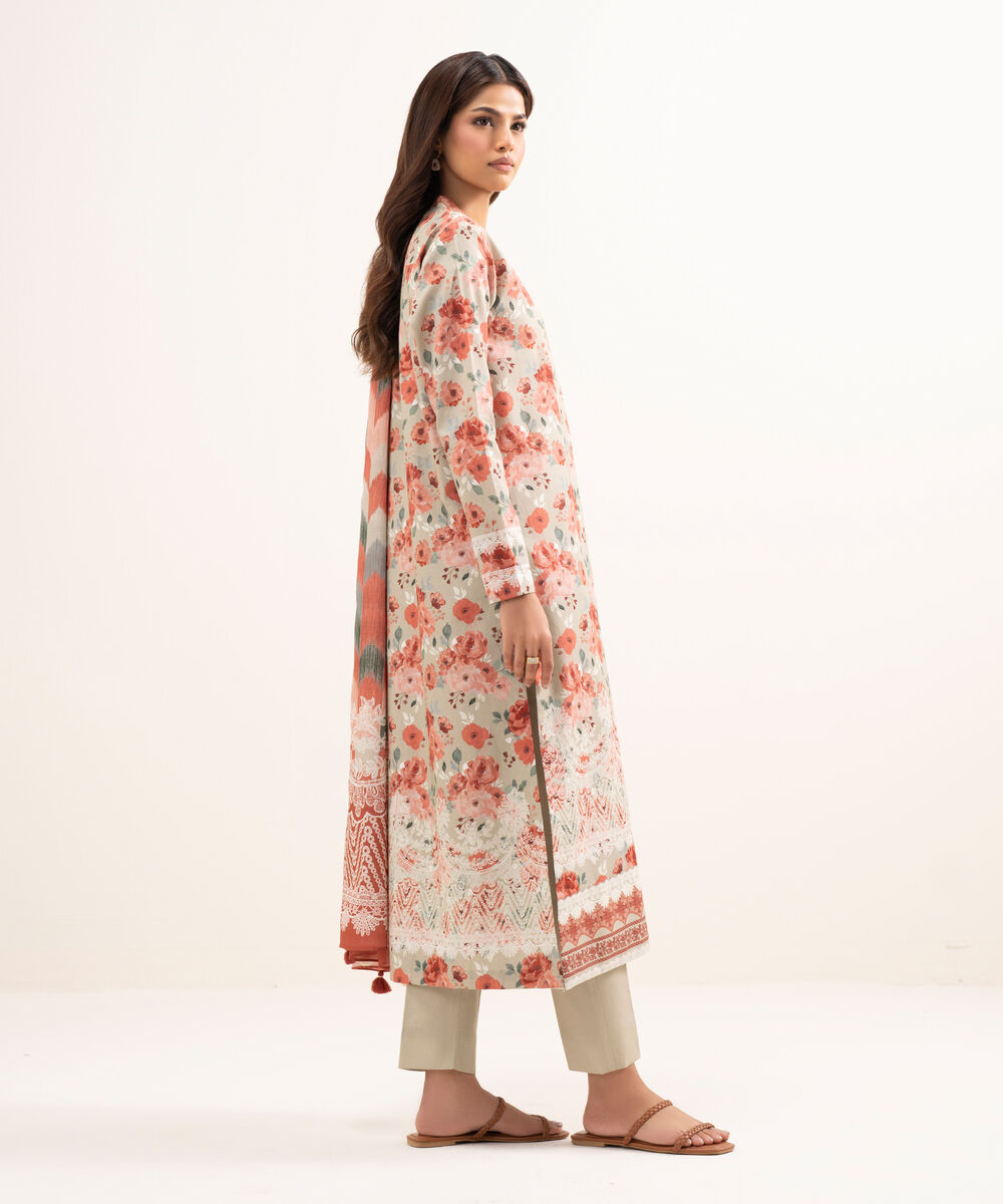 Women's Unstitched Lawn Printed Multi 3 Piece Suit