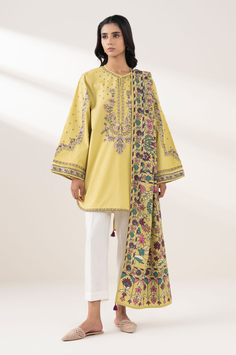 2 Piece - Embroidered Cotton Suit