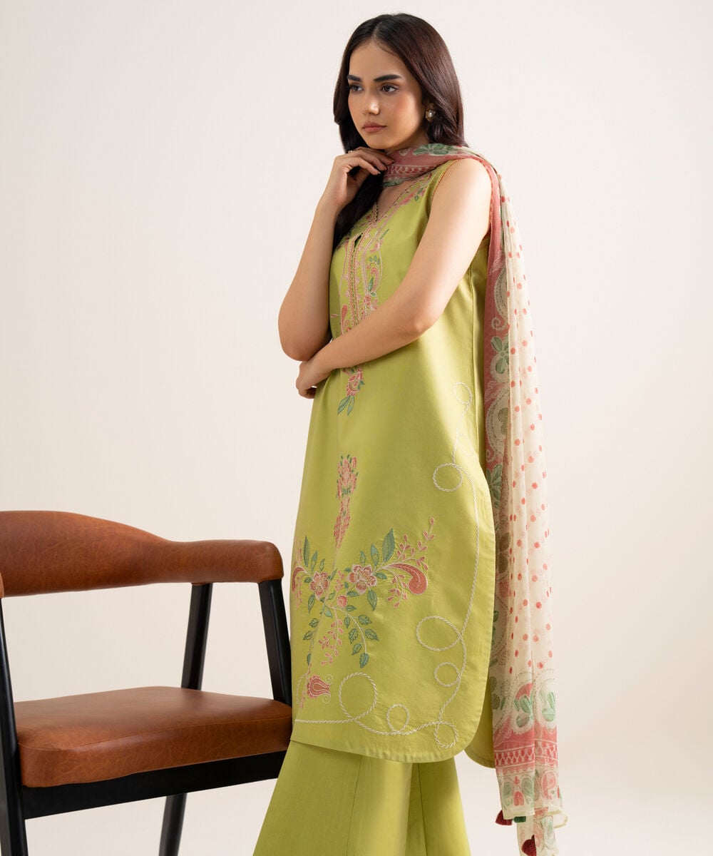3 Piece - Embroidered Lawn Suit — Sapphire view 4