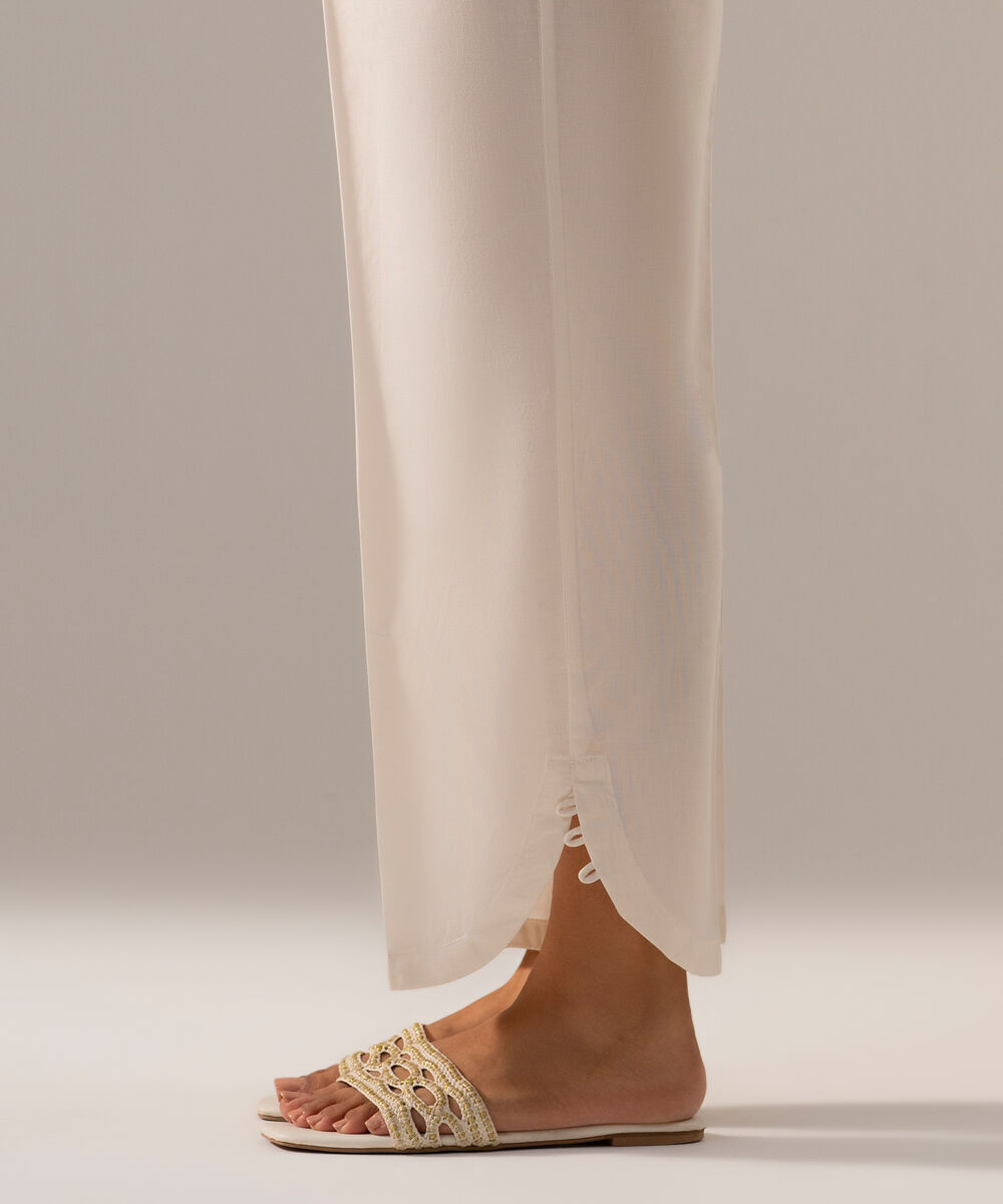 Women's RTW Cambric Solid Off White Culotte