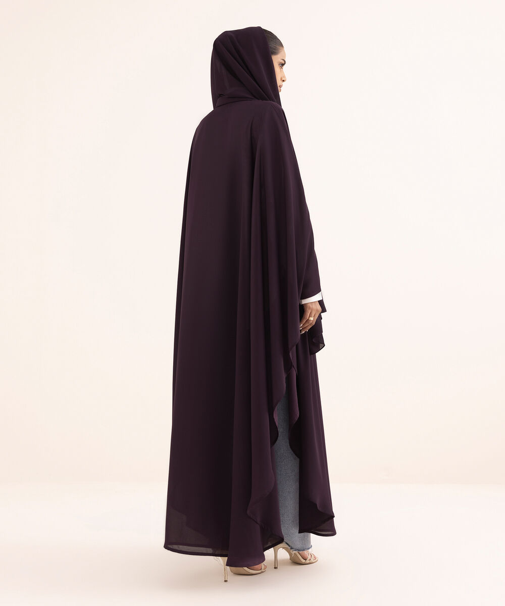 Women's Purple Chiffon Abaya Set