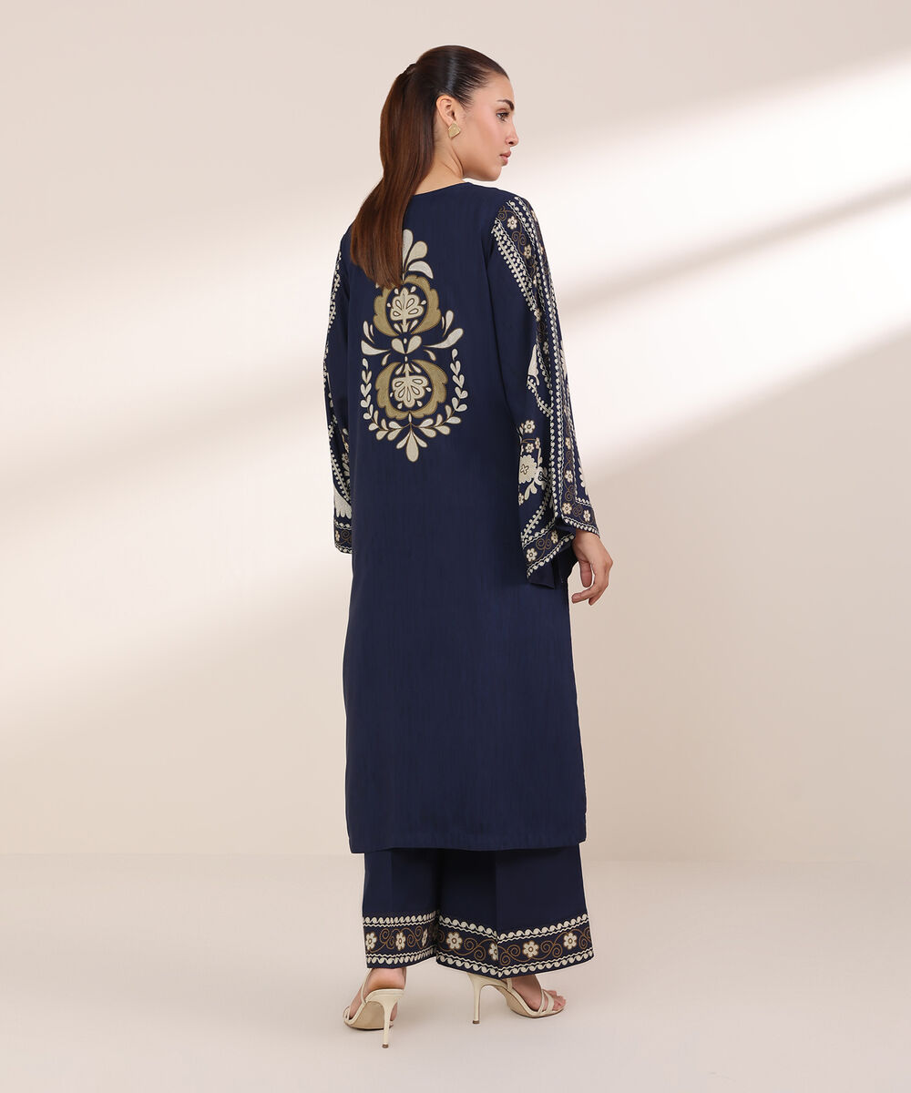 Women's RTW Arabic Lawn Blue Printed A-Line Shirt