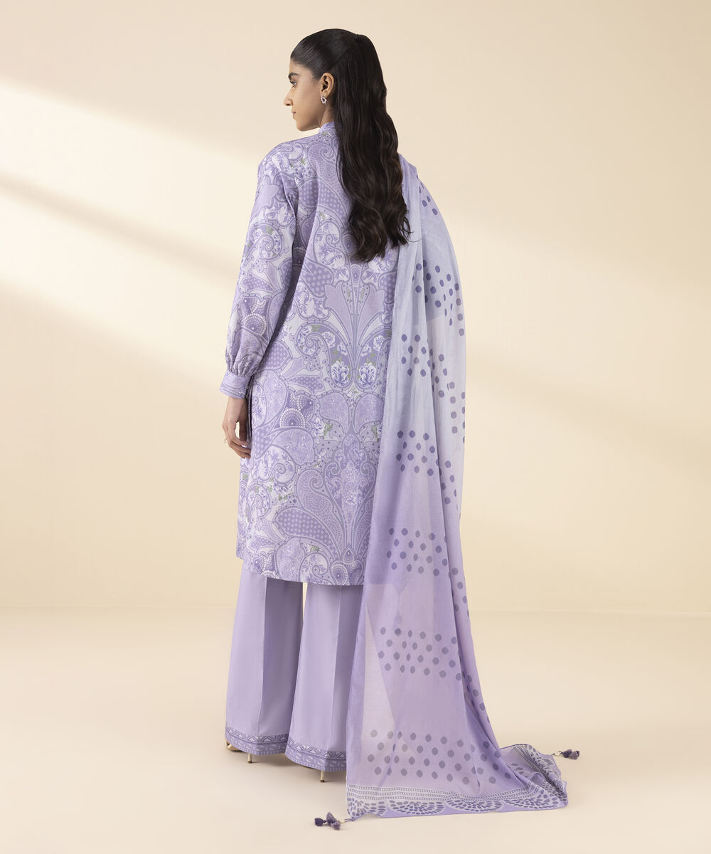 Unstitched Women's Purple Lawn 3 Piece Suit