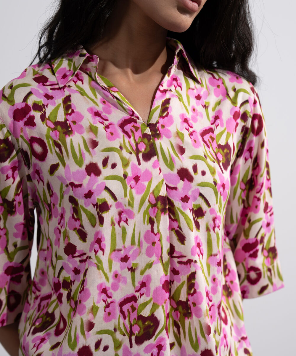 Women's Multi Printed V-Neck Top