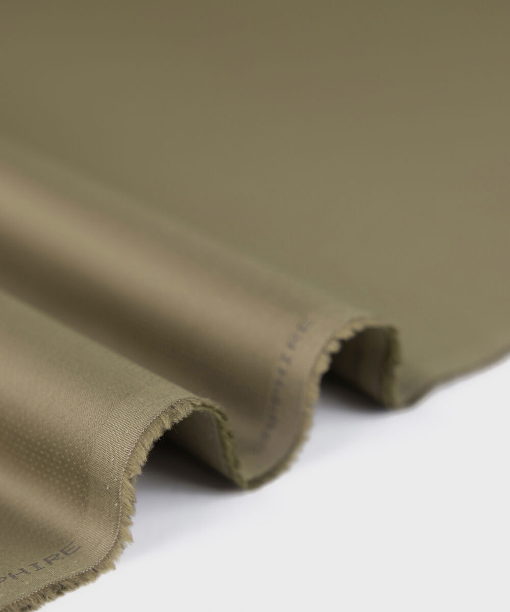 Men's Unstitched olive premium cotton dobby Suit