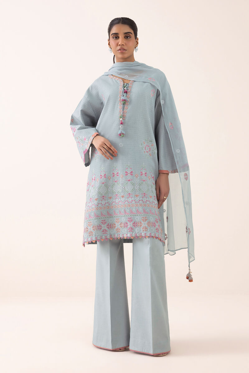 3 Piece - Embroidered Dobby Suit