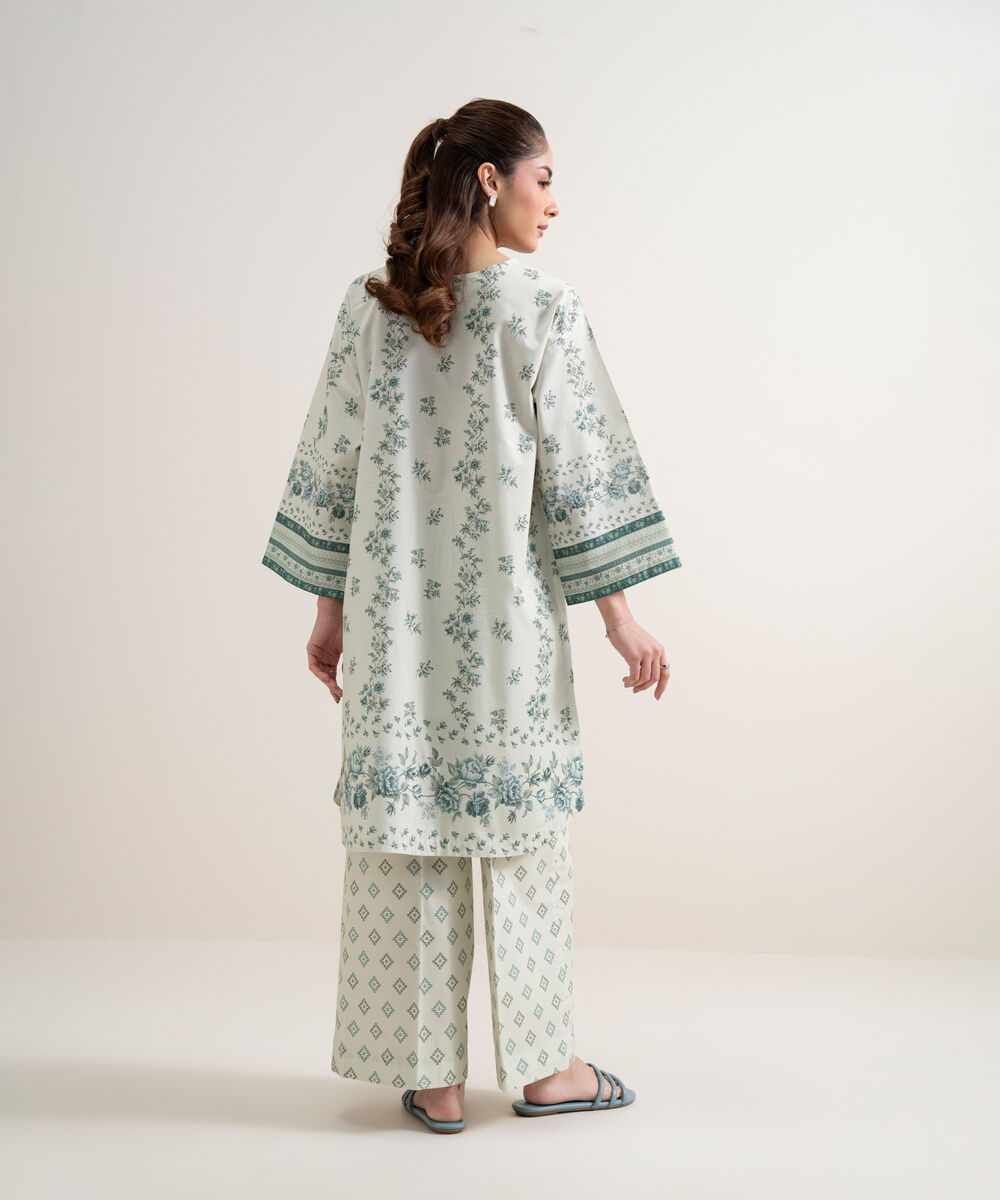 Women's Unstitched Lawn Printed Off White 2 Piece Suit