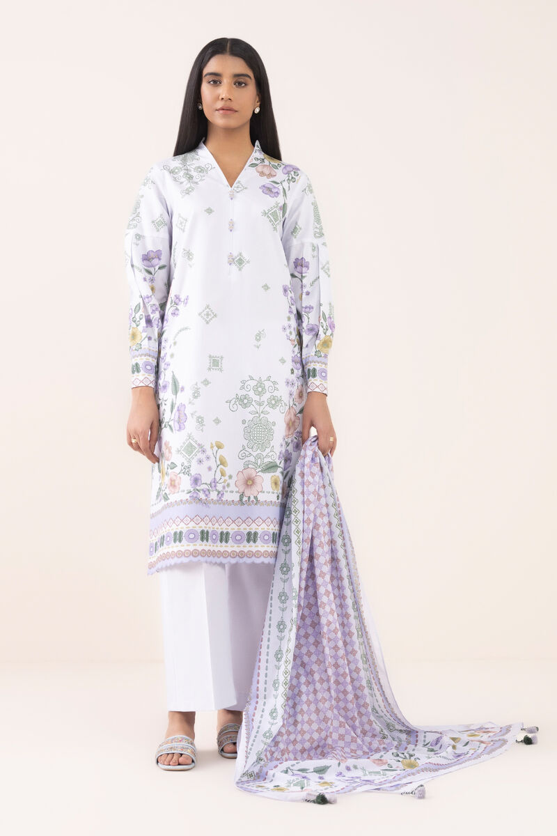 3 Piece - Printed Cotton Suit
