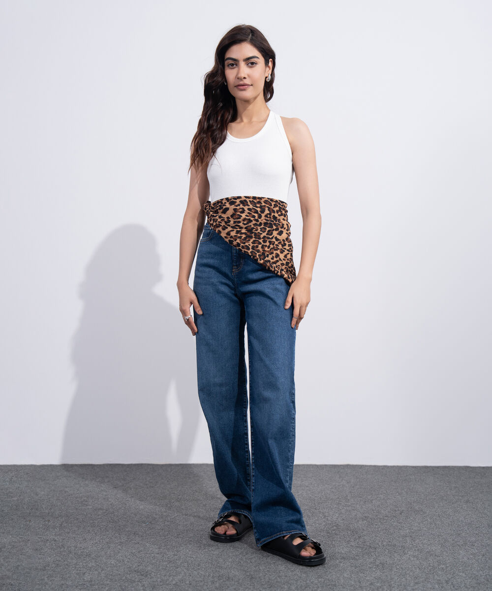 Women's Western Brown Animal Printed Rectangular Scarf