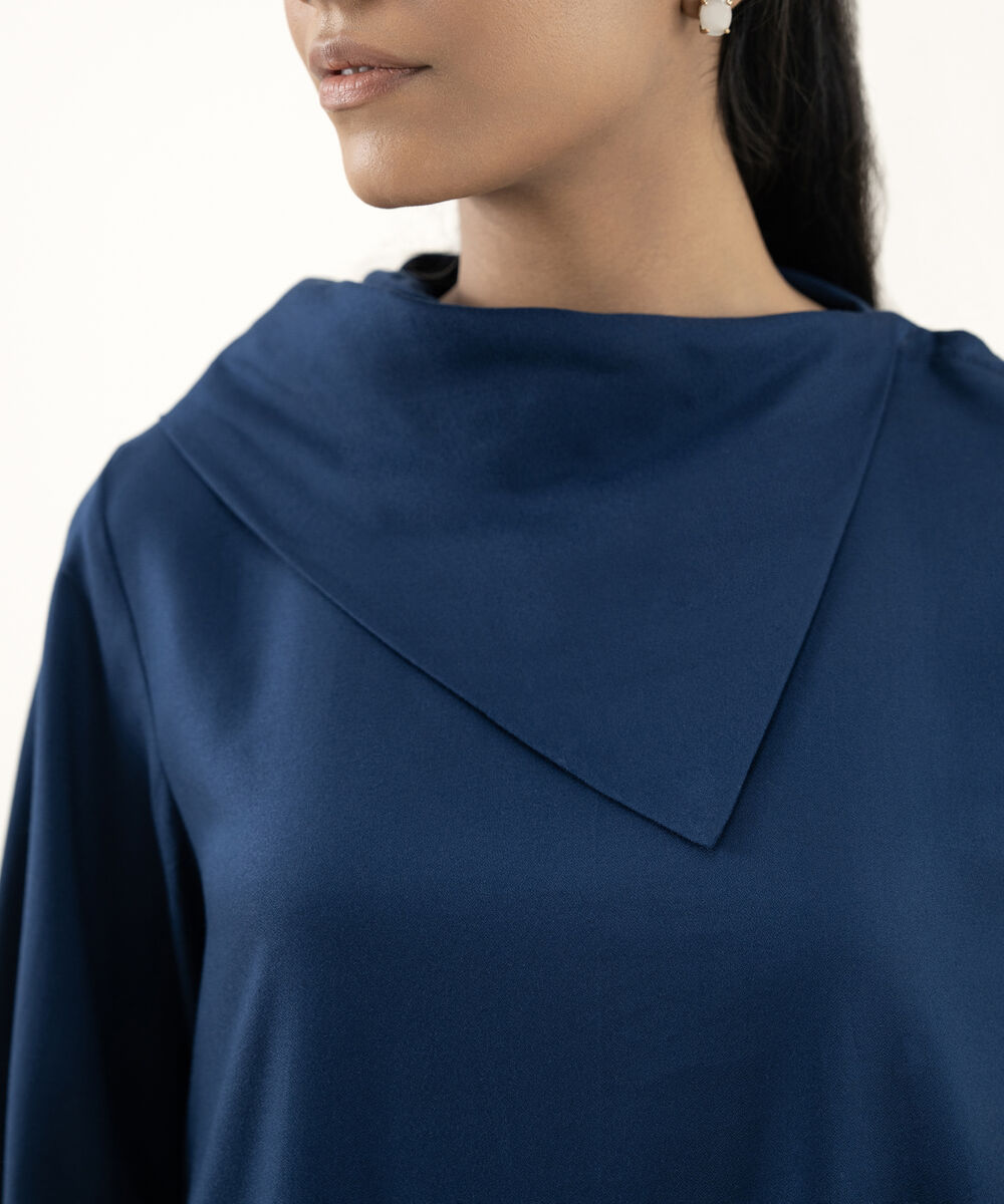 Women's RTW Dobby Blue Solid Straight Shirt