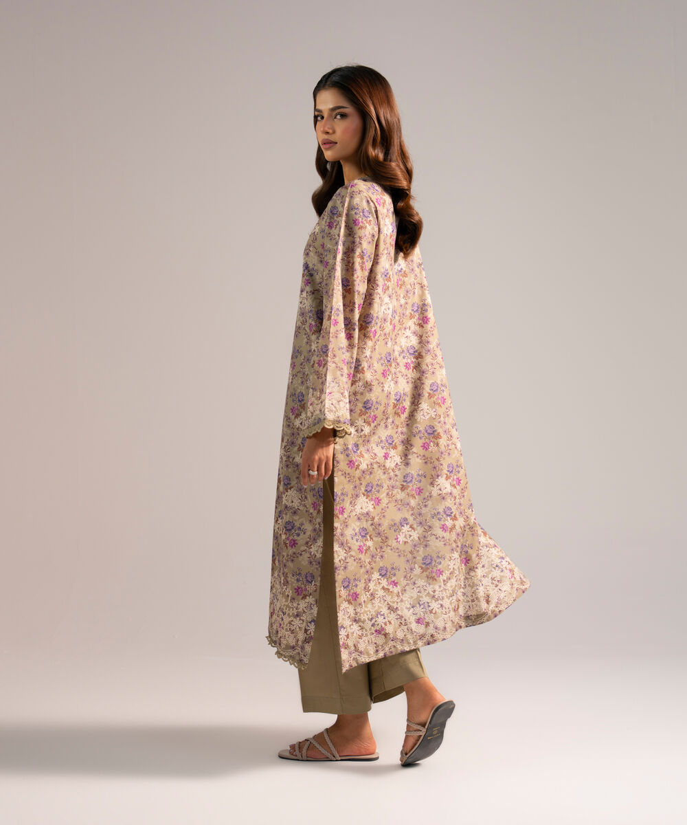 Women's RTW Zari Lawn Embroidered Sand Green 2 Piece Suit