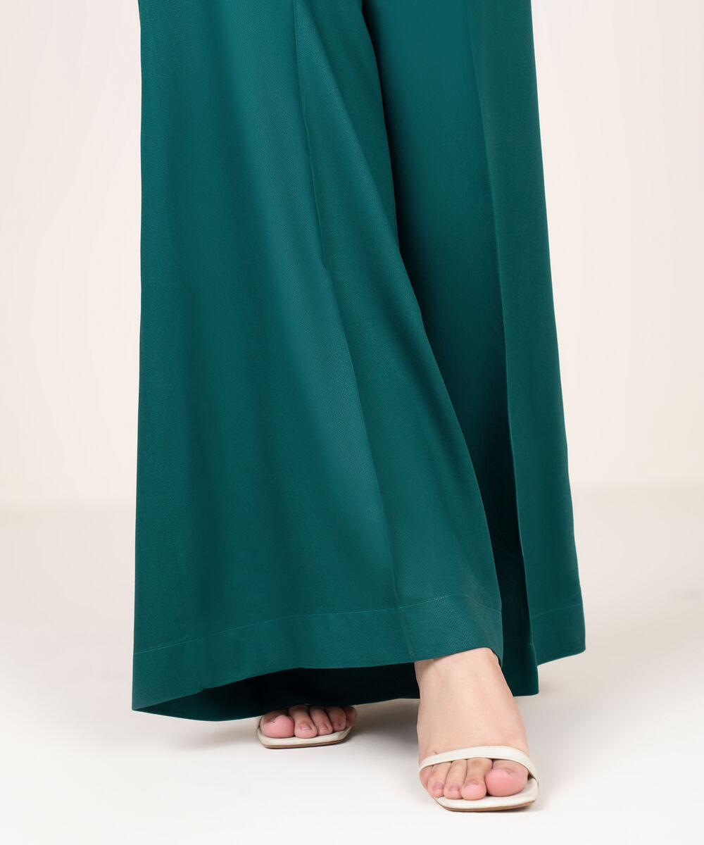 Women's RTW Bedford Solid Blue Flared Pants