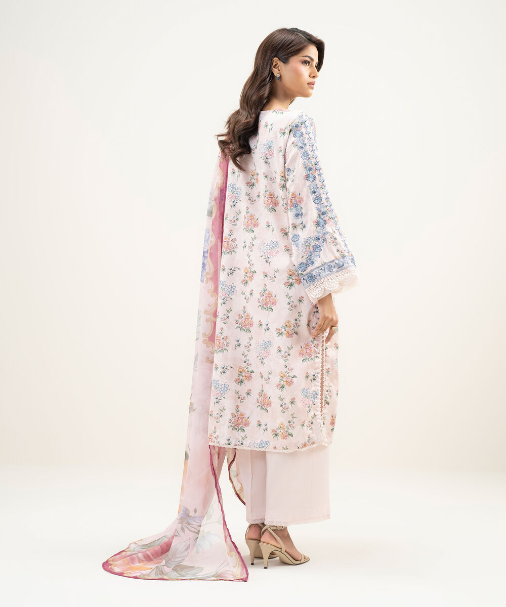 Women's RTW Lawn Embroidered Light Pink 3 Piece Suit