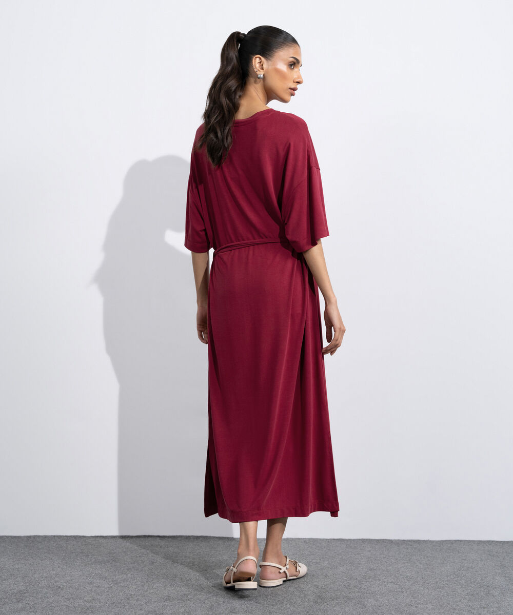Women's Maroon Flowing Maxi Dress