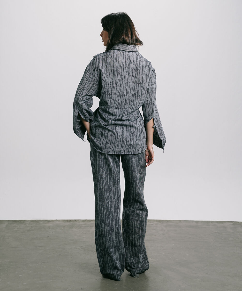 Women's Western Wear Blue Pull-On Jacquard Denim Trouser