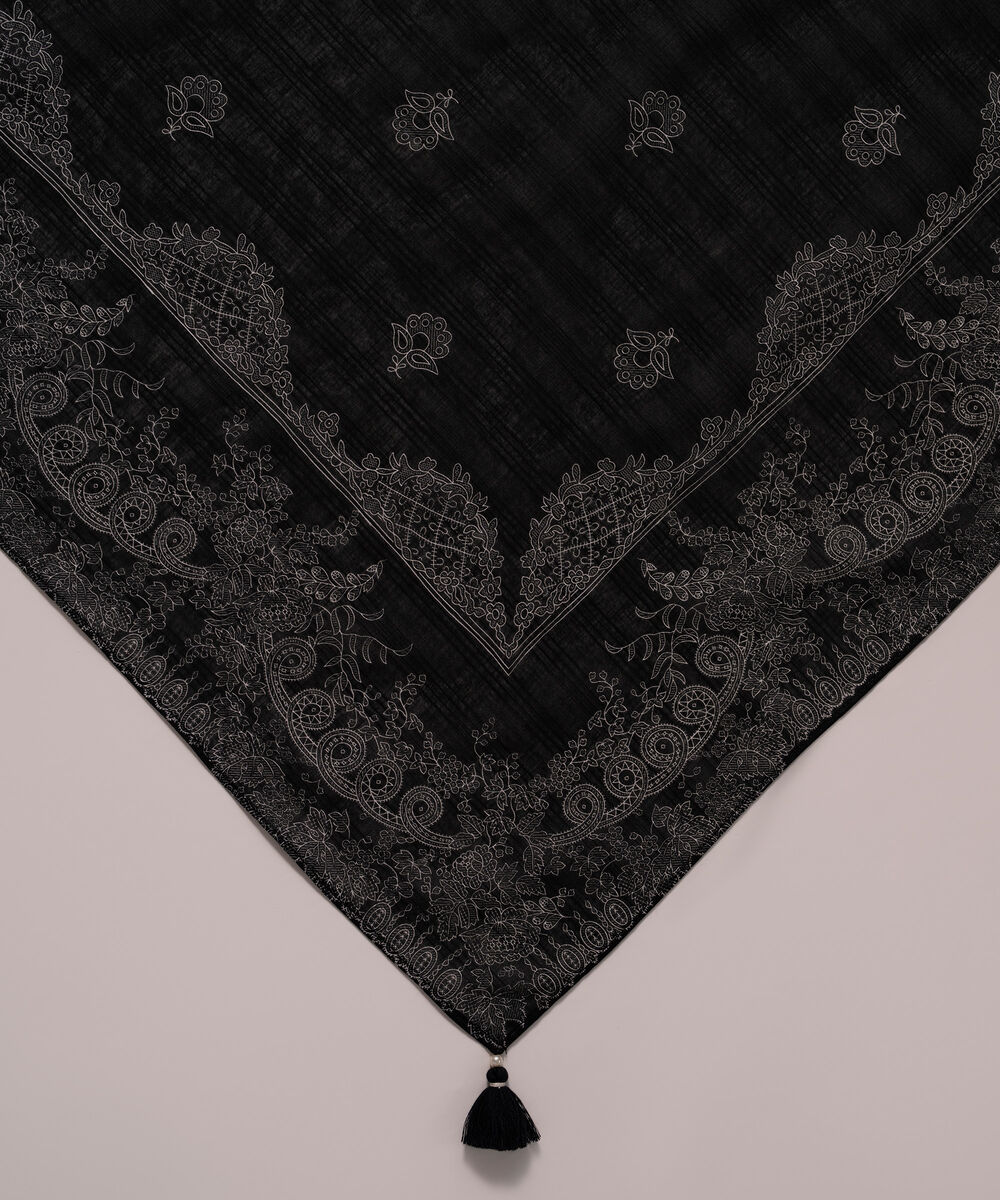 Lawn Printed Black Dupatta