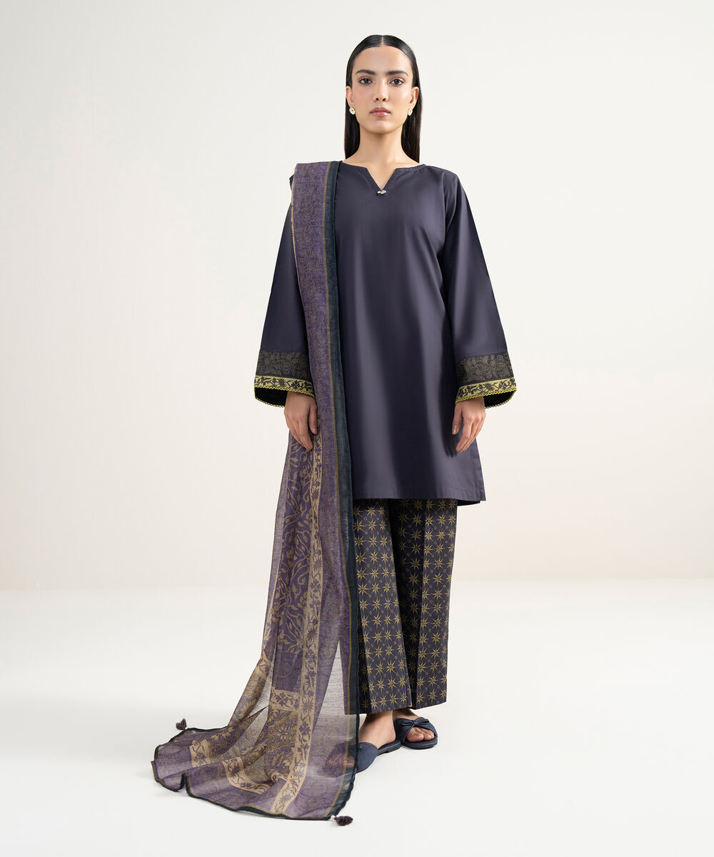 Women's RTW Lawn Solid Black Straight Shirt