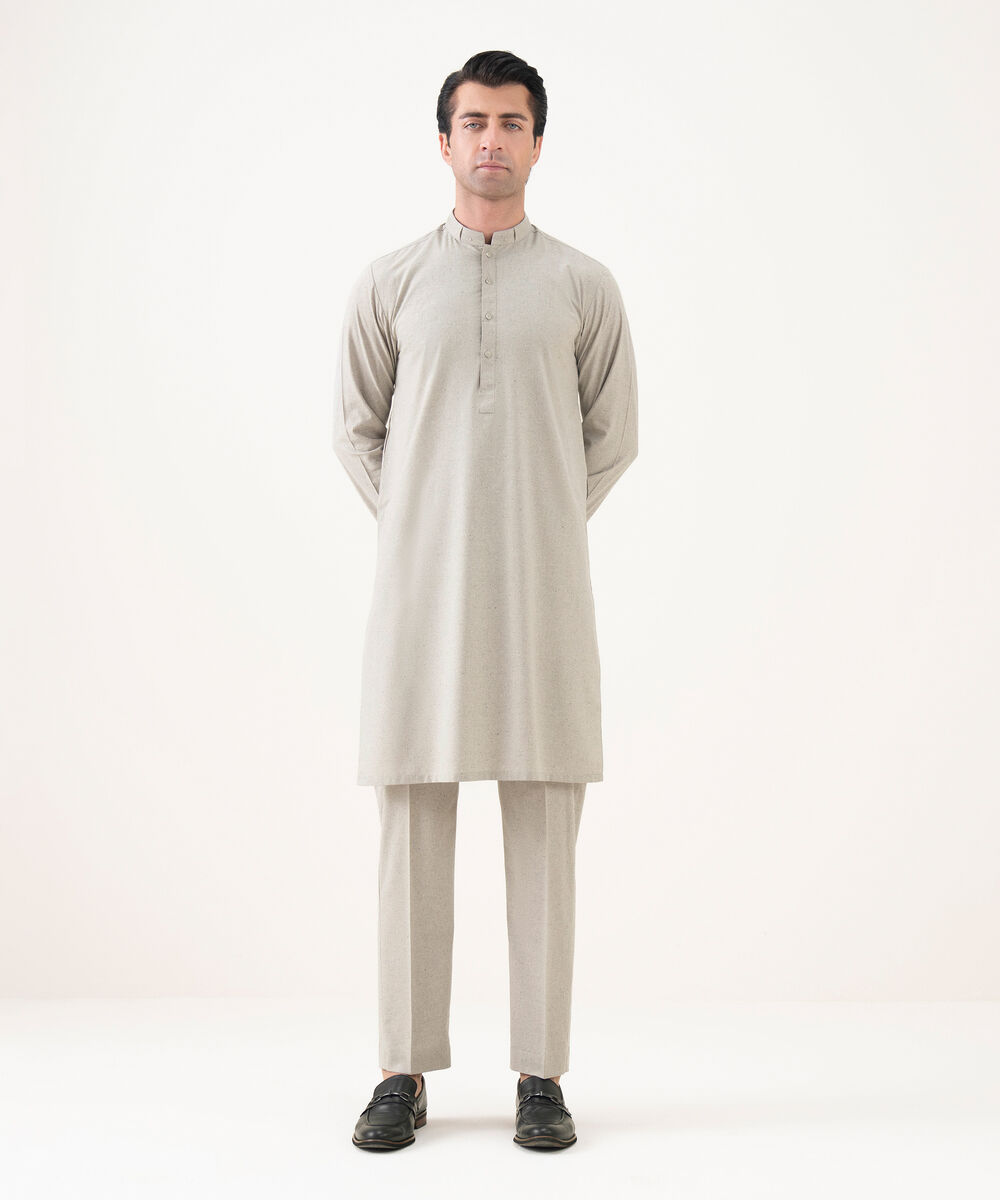 Men's Viscose Plain Grey Kurta Trousers